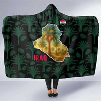 Iraq Hooded Blanket with Palm Tree Landscape and Map Silhouette Design - Wonder Print Shop