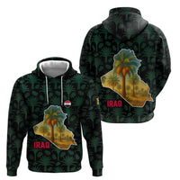 Iraq Hoodie with Palm Tree Landscape and Map Silhouette Design - Wonder Print Shop