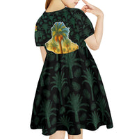 Iraq Kid Short Sleeve Dress with Palm Tree Landscape and Map Silhouette Design - Wonder Print Shop
