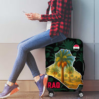 Iraq Luggage Cover with Palm Tree Landscape and Map Silhouette Design - Wonder Print Shop