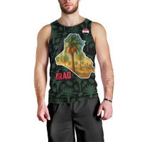 Iraq Men Tank Top with Palm Tree Landscape and Map Silhouette Design - Wonder Print Shop