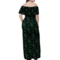 Iraq Off Shoulder Maxi Dress with Palm Tree Landscape and Map Silhouette Design - Wonder Print Shop
