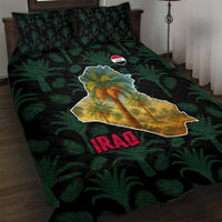 Iraq Quilt Bed Set with Palm Tree Landscape and Map Silhouette Design - Wonder Print Shop
