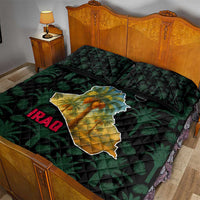 Iraq Quilt Bed Set with Palm Tree Landscape and Map Silhouette Design - Wonder Print Shop