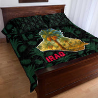 Iraq Quilt Bed Set with Palm Tree Landscape and Map Silhouette Design - Wonder Print Shop