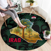 Iraq Round Carpet with Palm Tree Landscape and Map Silhouette Design - Wonder Print Shop