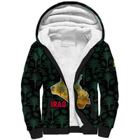Iraq Sherpa Hoodie with Palm Tree Landscape and Map Silhouette Design - Wonder Print Shop