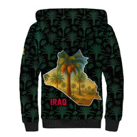 Iraq Sherpa Hoodie with Palm Tree Landscape and Map Silhouette Design - Wonder Print Shop