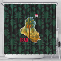 Iraq Shower Curtain with Palm Tree Landscape and Map Silhouette Design - Wonder Print Shop