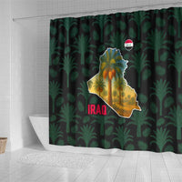 Iraq Shower Curtain with Palm Tree Landscape and Map Silhouette Design - Wonder Print Shop