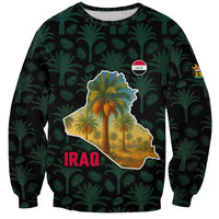 Iraq Sweatshirt with Palm Tree Landscape and Map Silhouette Design - Wonder Print Shop