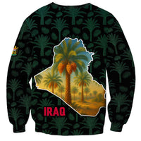 Iraq Sweatshirt with Palm Tree Landscape and Map Silhouette Design - Wonder Print Shop