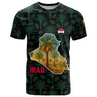 Iraq T Shirt with Palm Tree Landscape and Map Silhouette Design - Wonder Print Shop