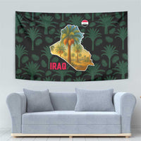 Iraq Tapestry with Palm Tree Landscape and Map Silhouette Design - Wonder Print Shop