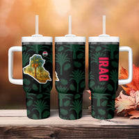 Iraq Tumbler With Handle with Palm Tree Landscape and Map Silhouette Design - Wonder Print Shop