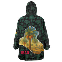 Iraq Wearable Blanket Hoodie with Palm Tree Landscape and Map Silhouette Design - Wonder Print Shop
