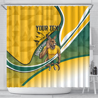 Personalized Australia Soccer Kangaroo Mascot Shower Curtain Sydney Opera House - Hear the Champions Roar Football