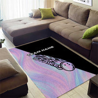 Bowling Strike Graphic Area Rug Custom Flaming Ball and Pastel Gradient Swirl Pattern Design - Wonder Print Shop