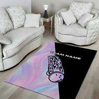 Bowling Strike Graphic Area Rug Custom Flaming Ball and Pastel Gradient Swirl Pattern Design - Wonder Print Shop