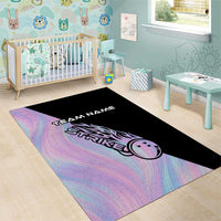Bowling Strike Graphic Area Rug Custom Flaming Ball and Pastel Gradient Swirl Pattern Design - Wonder Print Shop