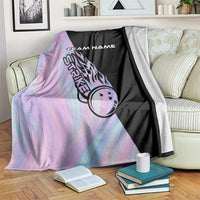 Bowling Strike Graphic Blanket Custom Flaming Ball and Pastel Gradient Swirl Pattern Design - Wonder Print Shop