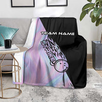 Bowling Strike Graphic Blanket Custom Flaming Ball and Pastel Gradient Swirl Pattern Design - Wonder Print Shop