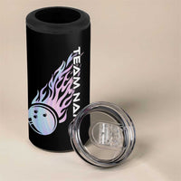 Bowling Strike Graphic 4 in 1 Can Cooler Tumbler Custom Flaming Ball and Pastel Gradient Swirl Pattern Design - Wonder Print Shop