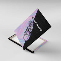 Bowling Strike Graphic Canvas Wall Art Custom Flaming Ball and Pastel Gradient Swirl Pattern Design - Wonder Print Shop