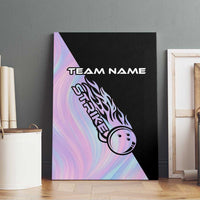 Bowling Strike Graphic Canvas Wall Art Custom Flaming Ball and Pastel Gradient Swirl Pattern Design - Wonder Print Shop