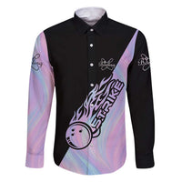 Bowling Strike Graphic Family Matching Puletasi and Hawaiian Shirt Custom Flaming Ball and Pastel Gradient Swirl Pattern Design - Wonder Print Shop