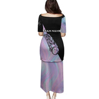 Bowling Strike Graphic Family Matching Puletasi and Hawaiian Shirt Custom Flaming Ball and Pastel Gradient Swirl Pattern Design - Wonder Print Shop