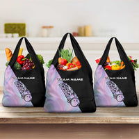 Bowling Strike Graphic Grocery Bag Custom Flaming Ball and Pastel Gradient Swirl Pattern Design - Wonder Print Shop