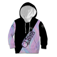 Bowling Strike Graphic Kid Hoodie Custom Flaming Ball and Pastel Gradient Swirl Pattern Design - Wonder Print Shop