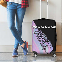 Bowling Strike Graphic Luggage Cover Custom Flaming Ball and Pastel Gradient Swirl Pattern Design - Wonder Print Shop