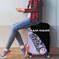 Bowling Strike Graphic Luggage Cover Custom Flaming Ball and Pastel Gradient Swirl Pattern Design - Wonder Print Shop