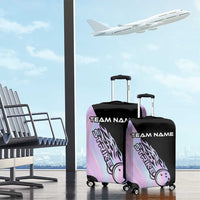 Bowling Strike Graphic Luggage Cover Custom Flaming Ball and Pastel Gradient Swirl Pattern Design - Wonder Print Shop