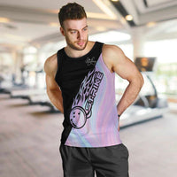 Bowling Strike Graphic Men Tank Top Custom Flaming Ball and Pastel Gradient Swirl Pattern Design - Wonder Print Shop
