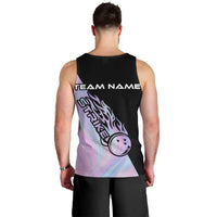 Bowling Strike Graphic Men Tank Top Custom Flaming Ball and Pastel Gradient Swirl Pattern Design - Wonder Print Shop