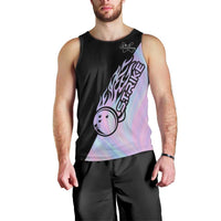 Bowling Strike Graphic Men Tank Top Custom Flaming Ball and Pastel Gradient Swirl Pattern Design - Wonder Print Shop