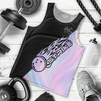 Bowling Strike Graphic Men Tank Top Custom Flaming Ball and Pastel Gradient Swirl Pattern Design - Wonder Print Shop