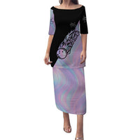 Bowling Strike Graphic Puletasi Custom Flaming Ball and Pastel Gradient Swirl Pattern Design - Wonder Print Shop