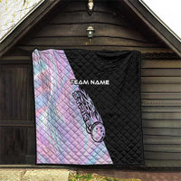 Bowling Strike Graphic Quilt Custom Flaming Ball and Pastel Gradient Swirl Pattern Design - Wonder Print Shop