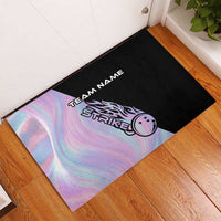 Bowling Strike Graphic Rubber Doormat Custom Flaming Ball and Pastel Gradient Swirl Pattern Design - Wonder Print Shop