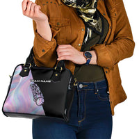 Bowling Strike Graphic Shoulder Handbag Custom Flaming Ball and Pastel Gradient Swirl Pattern Design - Wonder Print Shop