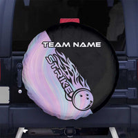 Bowling Strike Graphic Spare Tire Cover Custom Flaming Ball and Pastel Gradient Swirl Pattern Design - Wonder Print Shop
