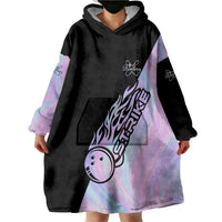 Bowling Strike Graphic Wearable Blanket Hoodie Custom Flaming Ball and Pastel Gradient Swirl Pattern Design - Wonder Print Shop