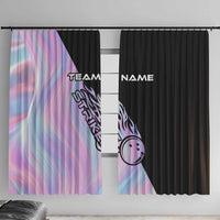 Bowling Strike Graphic Window Curtain Custom Flaming Ball and Pastel Gradient Swirl Pattern Design - Wonder Print Shop