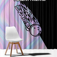 Bowling Strike Graphic Window Curtain Custom Flaming Ball and Pastel Gradient Swirl Pattern Design - Wonder Print Shop