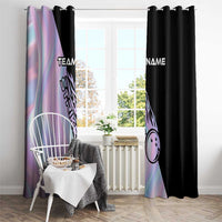 Bowling Strike Graphic Window Curtain Custom Flaming Ball and Pastel Gradient Swirl Pattern Design - Wonder Print Shop