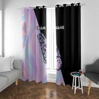 Bowling Strike Graphic Window Curtain Custom Flaming Ball and Pastel Gradient Swirl Pattern Design - Wonder Print Shop